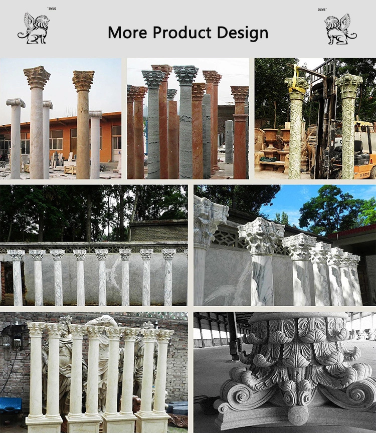 BLVE Stone Balcony Railing White Marble Balusters Handrail Hotel Stairs Hand Rails Home Decor Wholesale