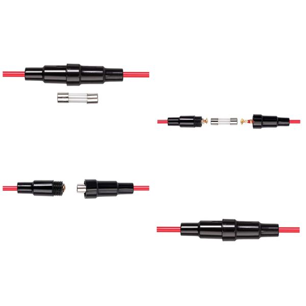 10A 250V Nylon PA66 5x20 In-line Fuse Holders 5.2x20mm Tube Fuse Block Screw Type