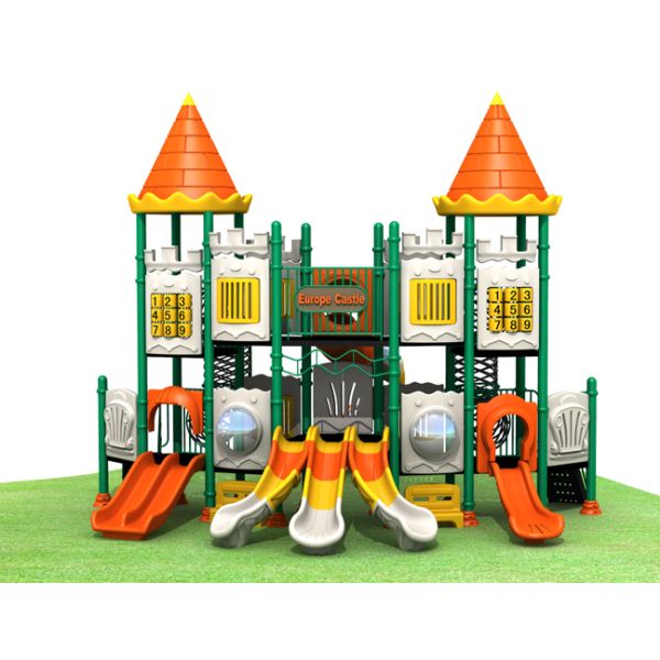 Castle style with small bending slide safety galvanized steel pipe outdoor playground for outdoor activities TQ-CB1119