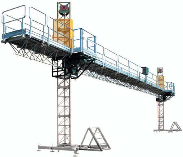 Custom Red Single Lifting Mast Climbing Work Platform For Building Cleaning Maintenance