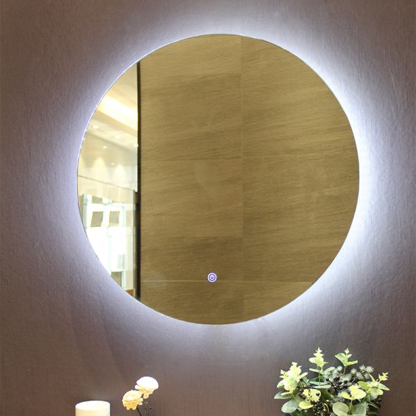 High Output LED Custom Bathroom Mirrors Round LED Backlit Mirror With Defogger