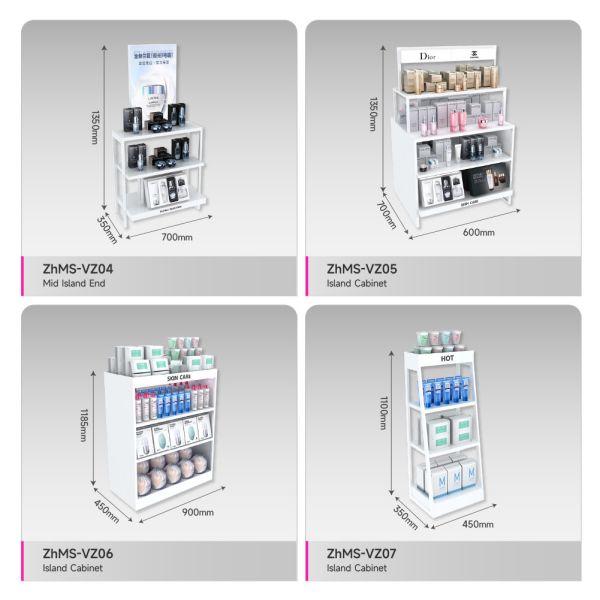 Multi-Function Facial Mask Stand White Multi-layer Display Rack for Makeup Store Interior Design