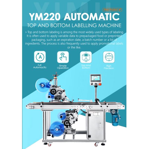 YM220 Top And Bottom Double Side Flat Surface Labeling Machine for Small Businesses