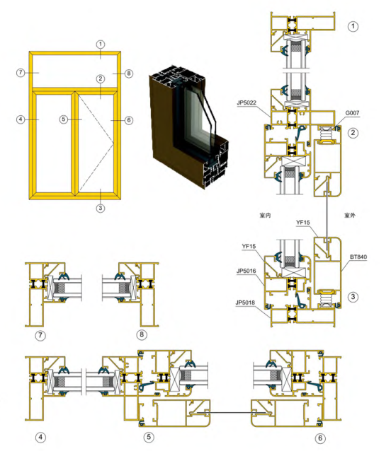 Casement Aluminum Alloy Window Power Coating Customized Size Window