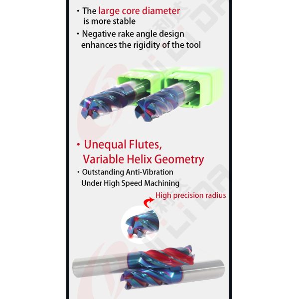 HRC65 Solid Carbide Corner Radius End Mill 4R0.2 4 Flutes Corner Rounding Tools