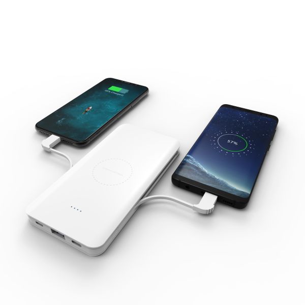 WIRELESS POWERBANK with type-c and lighting cable 8000mAh,Qi Power Bank,Portable Power Bank Charger QI Wireless Charge