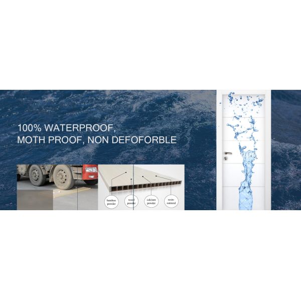 Modern Solid Wood Residential WPC Doors PVC Customized Anti Flaming Features