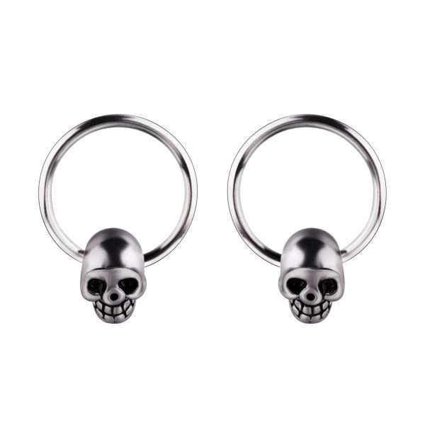 Fancy punk style skull nose ring stainless steel body piercing jewelry