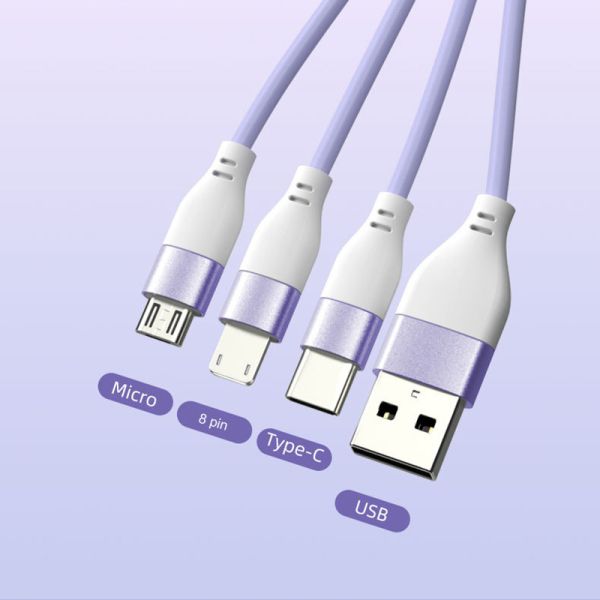 Portable 17cm 3 in 1 keyring charging cable USB 2.0 TPE Copper