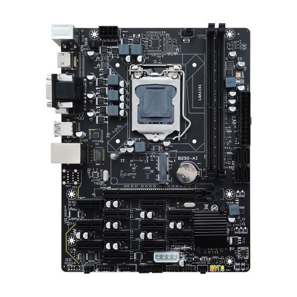 B250-AI-V2.1 Crypto Motherboard 12 PCIEX4 Slot Mainboard DVI VGA HDMI Slot For Bitcoin