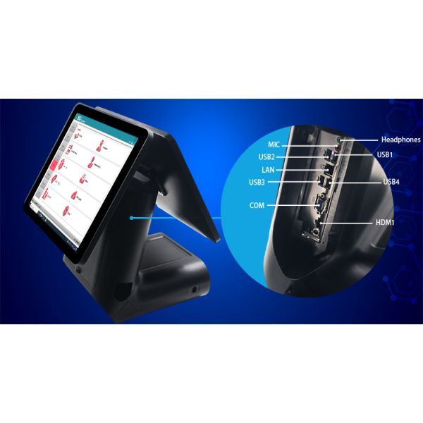 15.6 inch POS System Touch Screen with Built-in 80mm Thermal Printer and 128G SSD Storage