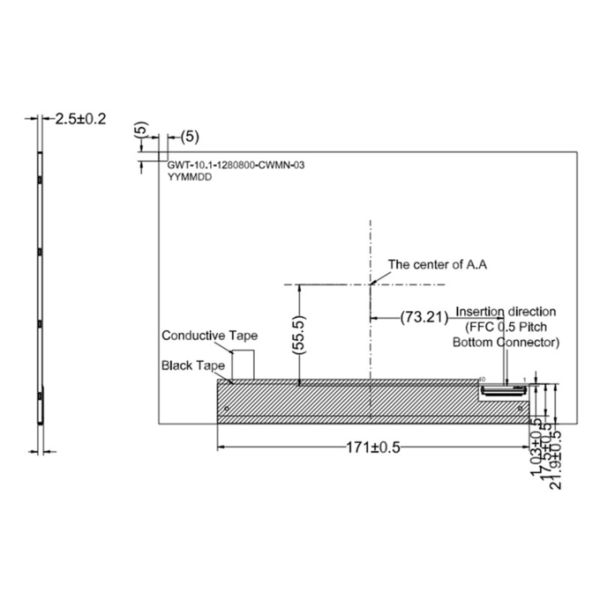 8 Bits LVDS Industrial TFT Display 10.1 Inch RGB 1280x800 Pixels 40 Pins