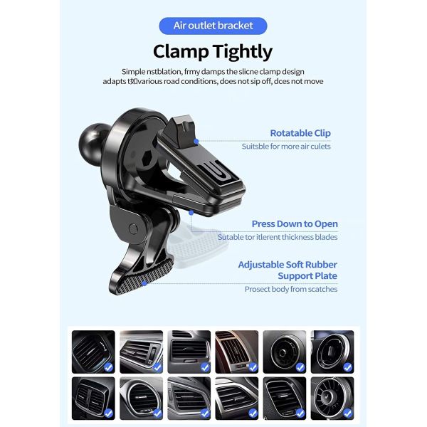 Leather Qi Wireless Car Charger Auto Clamping Mount 15W For Iphone 13