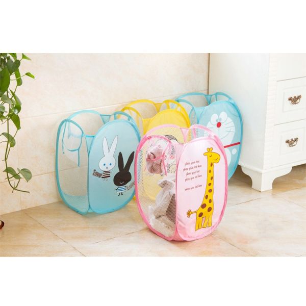 Nylon Woven Foldable Laundry Basket Mesh Pop Up Hamper