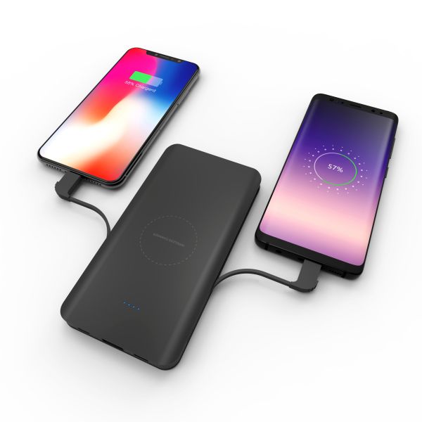 WIRELESS POWERBANK with type-c and lighting cable 8000mAh,Qi Power Bank,Portable Power Bank Charger QI Wireless Charge