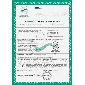 Dongguan Hua Yi Da Spring Machinery Co., Ltd Certifications