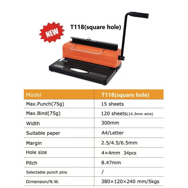 Versatile 34 Holes A4 Calendar Punching Machine for Coil Iron Ring Wire Binding in Bulk