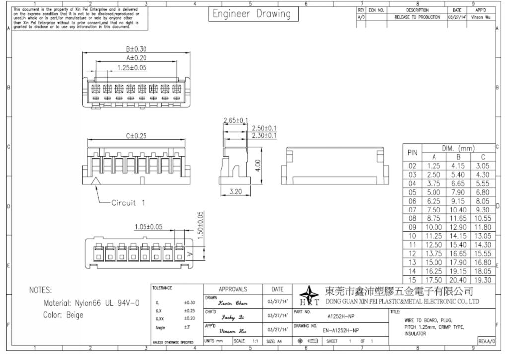 1.25mm Pitch Miniature Crimping Connector , UL Listed Lvds Display Connector