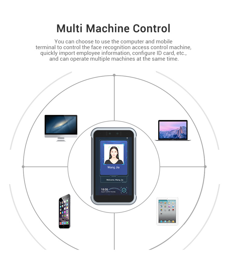 8 inch Face Recognition Time Attendance System , 0.3m-2m Door Lock Access Control System