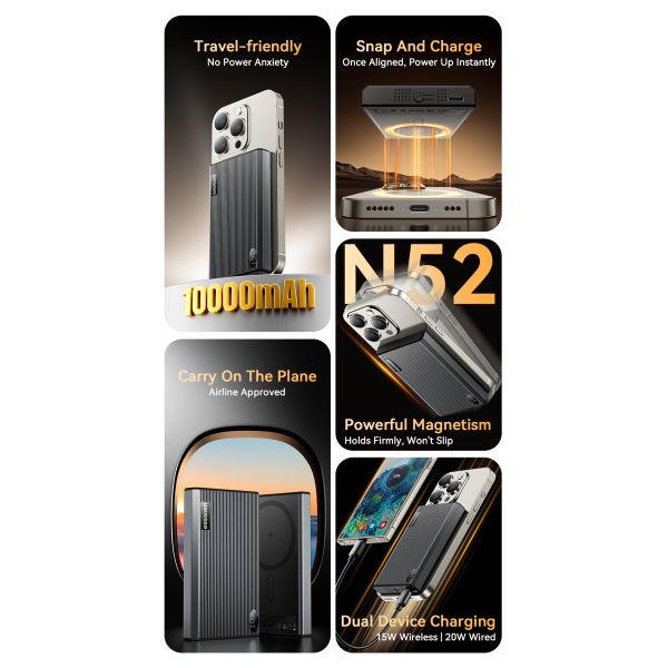 ESSAGER ES-D017 Series Wireless Charging Power Bank 10000mah Ultra Thin Fast Charging