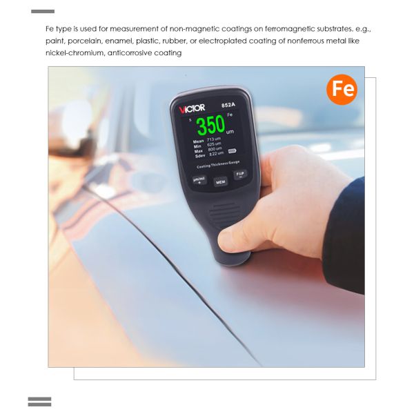 Electronic Thickness Gauge Measure Various Coating Or Plating Measuring Range: 0~1,250μm (0~50mils)