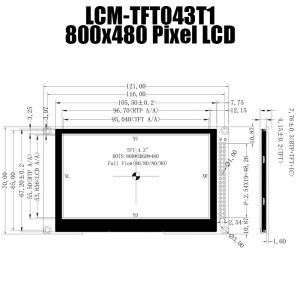 4.3 Inch 800x480 TFT LCD Module For Industrial