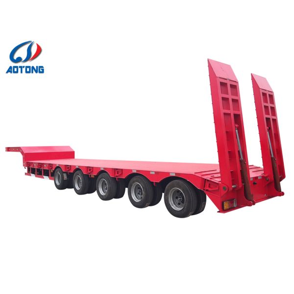 100ton Detachable Gooseneck Dropdeck Semi-Trailer for 5 Axle Steering Low Bed Trailer