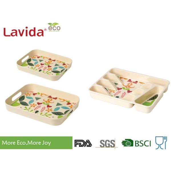 Long Last Print Bamboo Fiber Dinnerware , Custom Made Bamboo Dinnerware Dishwasher Safe