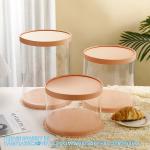 Tall Clear Cake Boxes With Ribbon - Gold Round Clear Cake Box For Birthday Cake