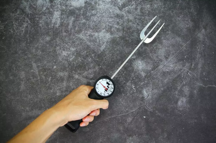 Instant Read Trident BBQ Tools Curved Body Shape Meat Thermometer Fork