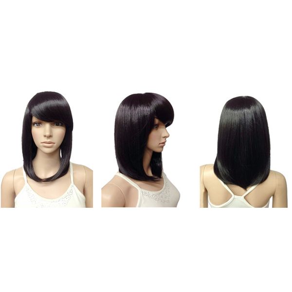 Synthetic Heat Resistant Wigs / Long Bob Wigs With Side Bangs