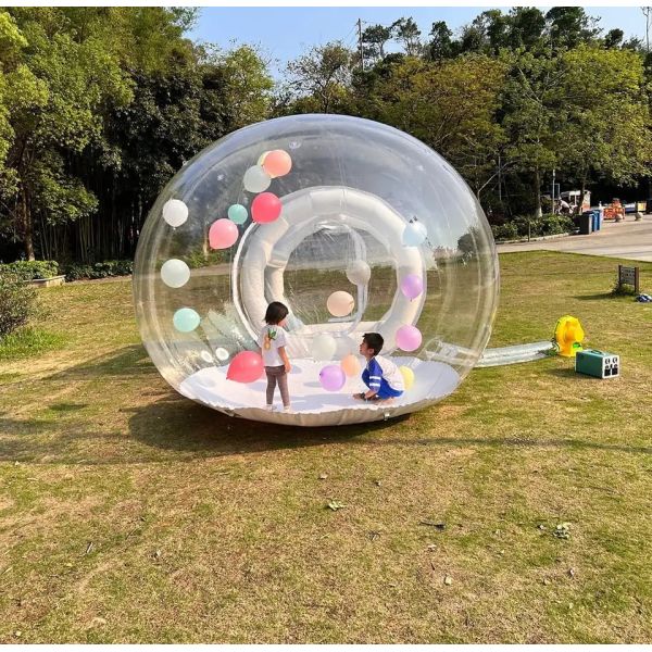 Outdoor Transparent bubble house with balloons Wedding Party bouncy bubble house
