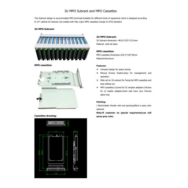 24 Core Sliding Terminal Box ODF Patch Panel 19 Inch Network Cabinet Mount Type