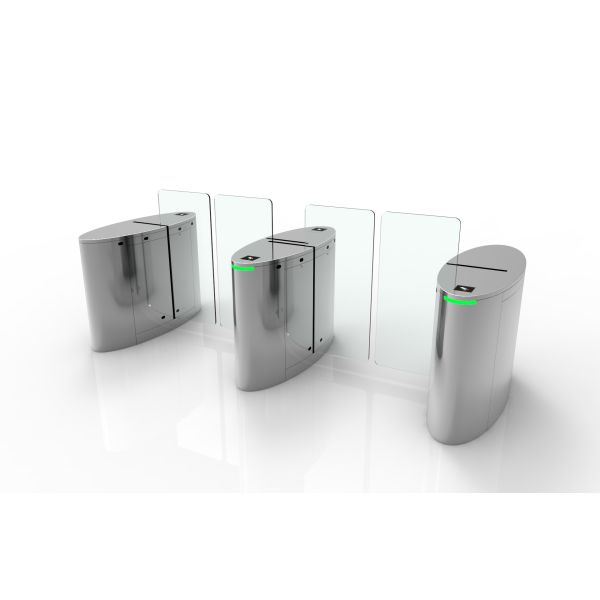 Half Height Glass Sliding Speed Gates Turnstile With Card Reader Access Control