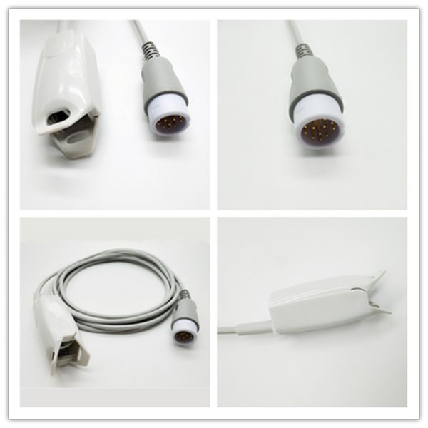 Compatible Comen 12Pin Adult Finger Clip Spo2 Sensor Grey 3metre medical TPU Adult Spo2 Sensor