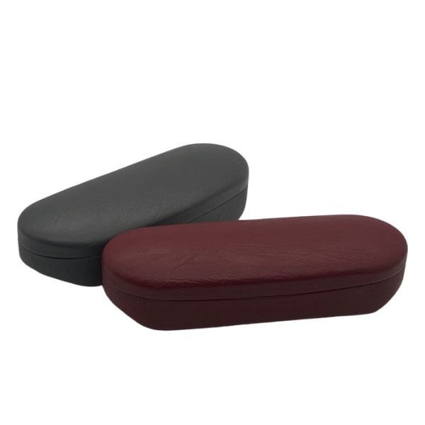 Red Durable Clamshell Metal Eyeglass Case Fancy Shape