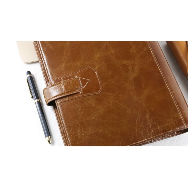 High quality A5 middle size ring binder loose leaf organizer with brown color