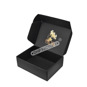 Elegant Black Custom Cardboard Shipping Boxes With Gold Foil Logo