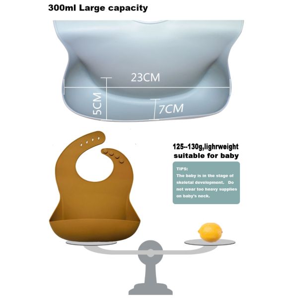 Antibacterial Toddler silicone scoop bib Waterproof Feeding Bibs With Crumb Catcher