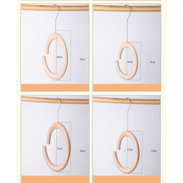 Multifunctional Wooden Clothes Hanger Unpainted Scarf Ring Hanger