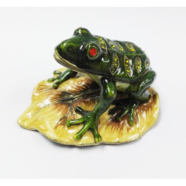 hot sale jeweled enamel frog prince trinket box Pewter alloy antique plated Frog Jeweled Trinket Box