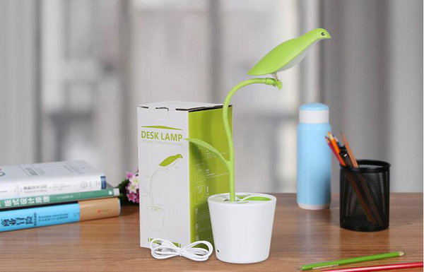Creative Free Bird LED Table Lamp USB Rechargeable Touch Lamp With Pen Holder