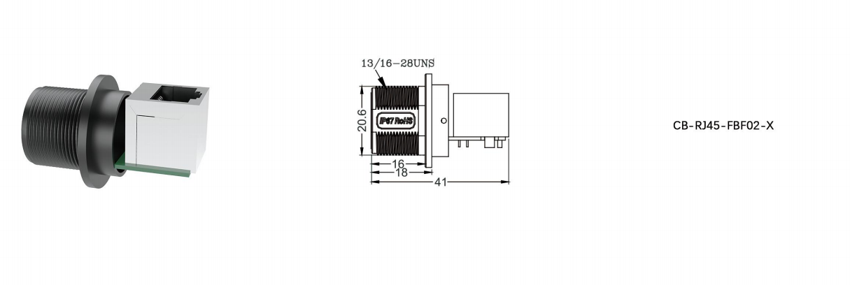PA66 Nylon IP67 Waterproof Signal Connector 90 Degree Network Cable Aviation Plug