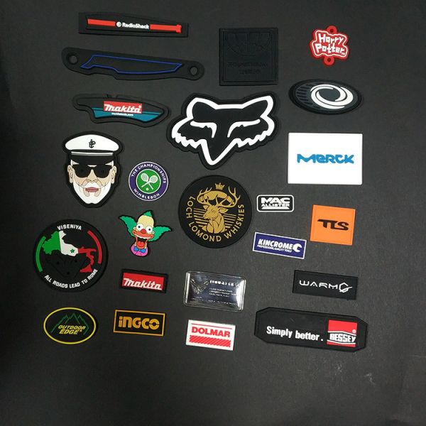 3D Logo Embossed Motif Rubber Patches PVC Badges For Sewing Clothing