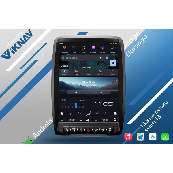 VIKNAV 13.8 inch Car Radio For Dodge Durango 2014-2016 Replacement Wireless Carplay Unit Custom