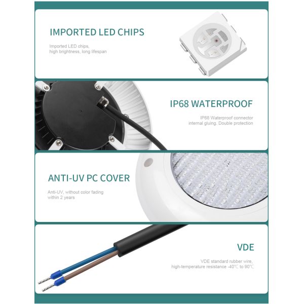 manufacturer 18W 250mm Synchronous Controlled underwater lights ip68 led pool light