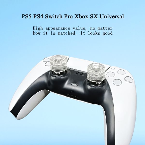 4 in 1 High Transparency Silicone PC Thumb Stick Joystick Caps for PS5 PS4 Xbox