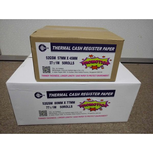 45GSM To 80GSM Jumbo Thermal Paper Roll BPA Free Thermal Printer Rolls 57mm