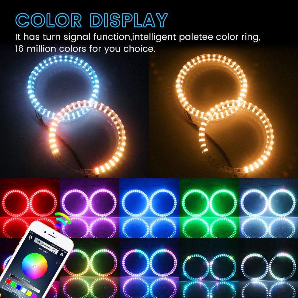 80MM RGB Colorful Car 95MM Bluetooth Fog Lights