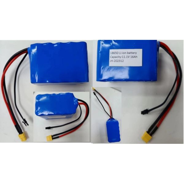3S5P 18650 Battery Pack 11.1V 16Ah With Charging Connector MX3.0 Discharging XT60 Female Plug